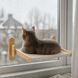 Віконний лежак-гамак для котів KAT-03 62&times;40 см &bull; Підвісна лежанка на присосках для кішок із кріпленням до скла, висотою кріплення 23 см і місцем для спостереження за вулицею