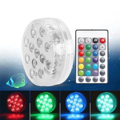 Светодиодная декоративная водонепроницаемая LED лампа для бассейна · Подводный линзовый прожектор · RGB подсветка с пультом 12 цветов