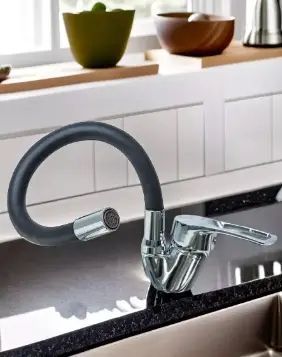 Змішувач гнучкий Water Tap HA-181 для кухні та ванної &bull; Кран із силіконовим виливом 47 см і обертанням на 360&deg;