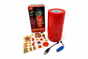 Автомат для мильних бульбашок Bubble Machine Fireworks з LED-підсвіткою та звуком &bull; Дитяча машина для бульбашок з акумулятором USB