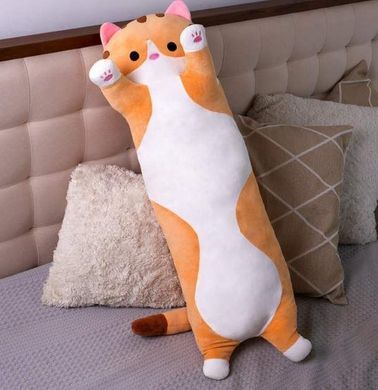 Мягкая игрушка обнимашка Кот Батон 150 см рыжий &bull; Большая игрушка-подушка антистресс длинный кот для сна и отдыха
