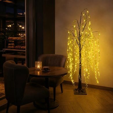 LED-дерево Верба KAR308 1,8 м, 192 LED &bull; Декоративний підлоговий світильник на підставці з теплим білим світлом, живлення 220 В, для дому, фотозони та святкового декору