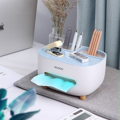 Настольный органайзер Ecoco Tissue с диспенсером для салфеток и отсеками для удобного хранения аксессуаров