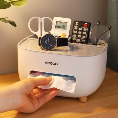 Настольный органайзер Ecoco Tissue с диспенсером для салфеток и отсеками для удобного хранения аксессуаров
