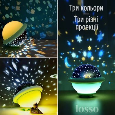 Детский ночник - проектор Светильник &lsquo;Летающая тарелка&rsquo; НЛО с проекцией космоса, звездного неба Losso UFO