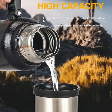 Кружка-термос Vacuum flask 970, 1400 мл · Термос nуристичний з чашкою з нержавіючої сталі