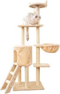 Игровой комплекс-дряпалка для кошек Bonro B-40 138 см для вашей кошки ∙ Многофункциональная царапка B-40 и центр развлечений