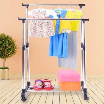 Телескопічна подвійна стійка - вішалка для одягу та взуття Double Pole Clothes Horse, 130*42*160 см