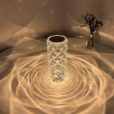 Настольная лампа ночник Rose Diamond с пультом • Лампа ночник настольная аккумуляторная Роза с RGB с пультом и RGB подсветкой