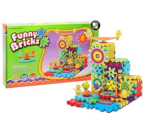 Конструктор Funny Bricks на шестерёнках 81 деталь ∙ Детский развивающий конструктор Funny Bricks 81 pcs