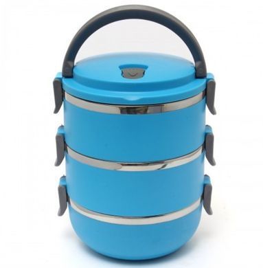 Набор контейнеров емкостей для хранения продуктов Lunchbox Three Layers Ланчбокс для еды из нержавеющей стали 3 в 1