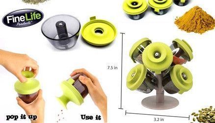 Набор баночек для специй и приправ Pop Up Spice Rack из 6 емкостей на подставке | Спецовница 6 шт