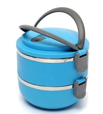 Набор контейнеров емкостей для хранения продуктов Lunchbox Three Layers Ланчбокс для еды из нержавеющей стали 2 в 1