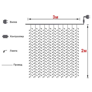 Гирлянда штора Водопад на окно Холодный белый цвет свечения, 3х2м 240 LED с коннектором