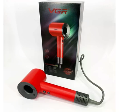 Фен для волос VGR V-445 красный 1600 Вт • Дорожный фен для сушки и укладки волос с 3 режимами работы