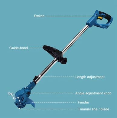 Бездротова газонокосарка Lawn mower 48В 2000 мАг &middot; Садовий акумуляторний триммер для трави з 2 акумуляторами