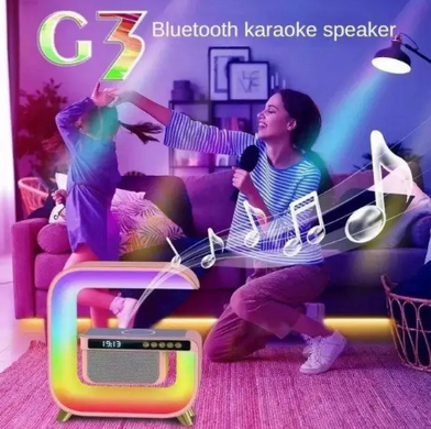 Настольная смарт лампа с беспроводной зарядкой RGB G3 ∙ Ночник аккумуляторный с Bluetooth колонкой