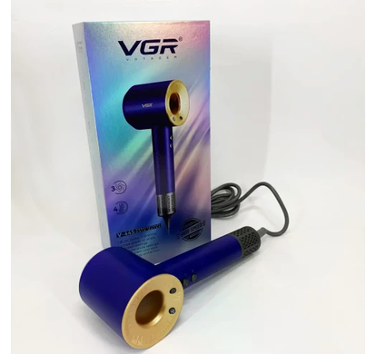 Фен для волос VGR V-445 синий 1600 Вт • Дорожный фен для сушки и укладки волос с 3 режимами работы