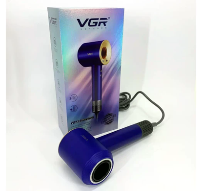 Фен для волос VGR V-445 синий 1600 Вт • Дорожный фен для сушки и укладки волос с 3 режимами работы