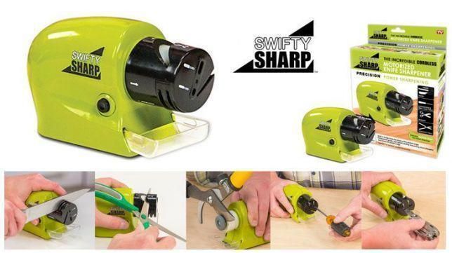Беспроводная универсальная точилка для ножей Swifty Sharp Motorized Knife Sharpener Ножеточка Свифти Шарп