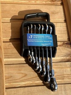 Набор ключей Wrench set ES-7 · Ключи комбинированные трещоточные шарнирные, комплект из 7 штук 8-19 мм