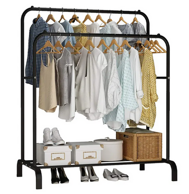 Двойная стойка &ndash; вешалка для одежды Double floor Hanger c полкой для обуви, Ш104хГ41.5хВ152