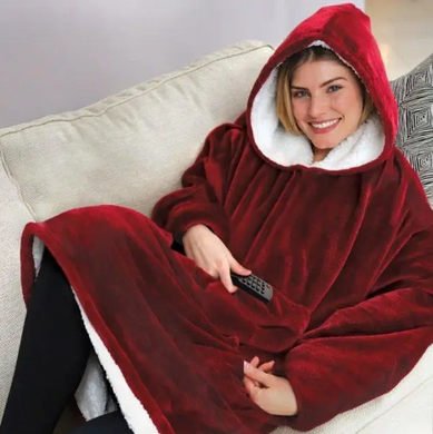 Двухсторонняя толстовка-плед Huggle Hoodie Blanket с капюшоном ∙ Синяя