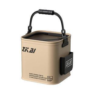Ведро складное для живой рыбы XL-2008 &bull; Рыболовное ведро XL-2008 из EVA с сетчатой крышкой на молнии, ручкой и карманом для живца, улова и прикормки