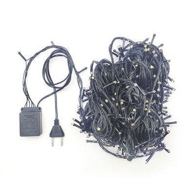 Гірлянда чорний провід лампа Рубінка велика 200LED ∙ Прозора кругла гірлянда 200LED
