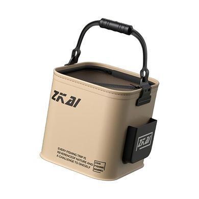 Ведро складное для живой рыбы XL-2008 &bull; Рыболовное ведро XL-2008 из EVA с сетчатой крышкой на молнии, ручкой и карманом для живца, улова и прикормки