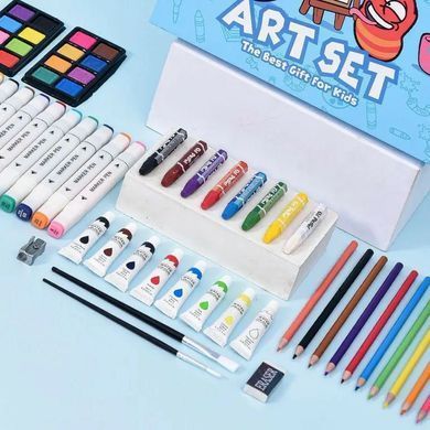 Набор юного художника Art Set 57 &middot; Цветные карандаши, фломастеры, краски в кейсе &middot; Художественный набор для творчества в чемодане