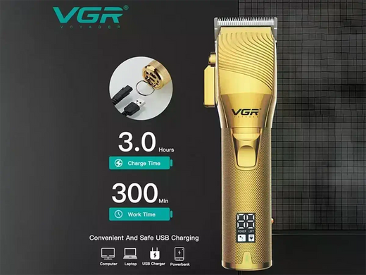 Машинка для стрижки VGR V-280 &bull; Аккумуляторная машинка VGR V-280 с 6 насадками 1,5&ndash;13 мм, LCD-дисплеем и USB-зарядкой