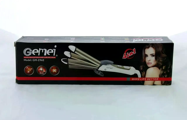 Щипцы для волос GEMEI GM-2962 4 в 1 T200 &bull; Плойка, выпрямитель, гофре и прикорневое гофре для укладки волос с керамическим покрытием