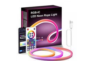 Неоновая светодиодная лента LED Neon Strip 5 м &middot; Неоновый RGB гибкий шнур с управлением от телефона