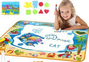 Игровой водный коврик для рисования водой с трафаретами Aqua Magic Mat