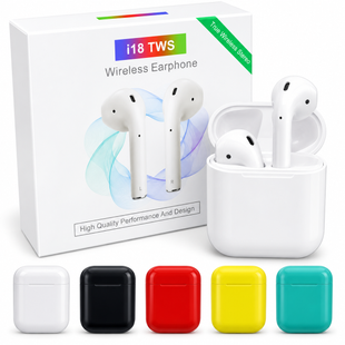 Беспроводные наушники i18 TWS &bull; Bluetooth наушники i18 TWS с микрофоном, сенсорным управлением и зарядным кейсом