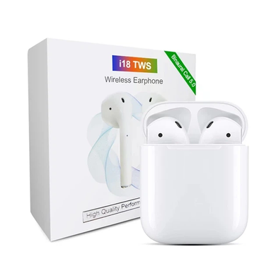 Беспроводные наушники i18 TWS &bull; Bluetooth наушники i18 TWS с микрофоном, сенсорным управлением и зарядным кейсом