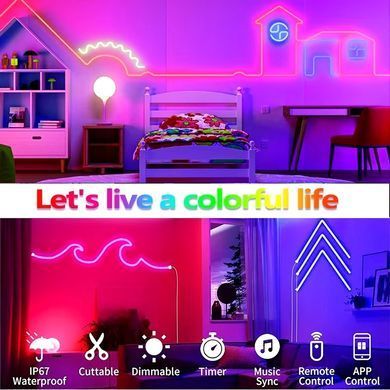 Неонова світлодіодна стрічка LED Neon Strip 5 м &middot; Неоновий RGB гнучкий шнур з керуванням від телефону