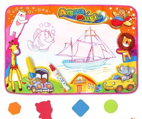 Игровой водный коврик для рисования водой с трафаретами Aqua Magic Mat