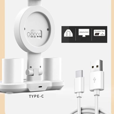 Настольная LED лампа KRX-104 с RGB-подсветкой, вентилятором, часами и подставкой &bull; Аккумуляторный настольный светильник 4-в-1 с сенсорным управлением, 4 плафонами и дисплеем для работы, учебы и дома