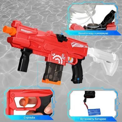 Водяной автомат детский Water Gun &bull; Аккумуляторный бластер с автоматическим набором воды для летних игр на свежем воздухе