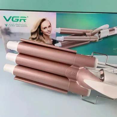 Потрійна плойка VGR V-599 для волосся &bull; Щипці VGR V-599 3 хвилі 22 мм з керамічним покриттям, регулюванням до 230&deg;C і дисплеєм