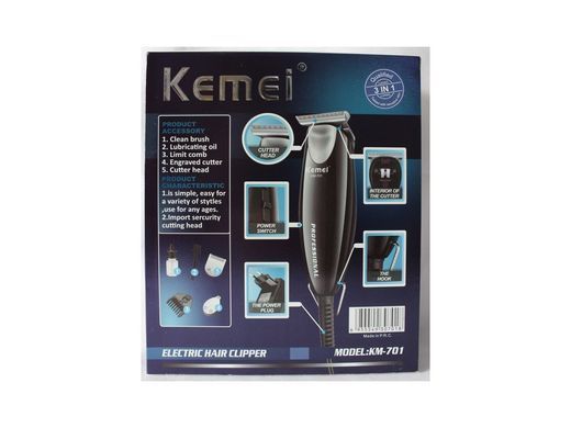 Машинка для стрижки и окантовки волос, бороды Kemei KM-701 проводная с насадками