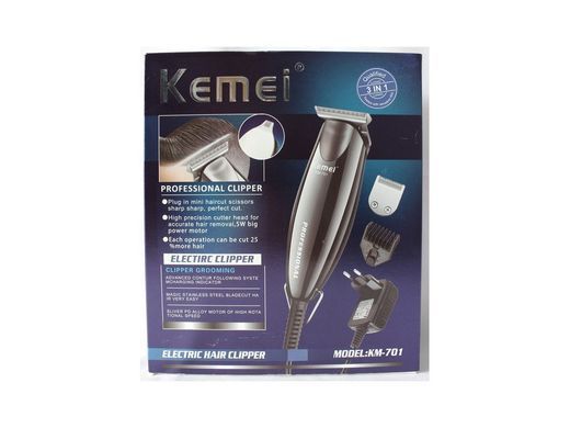 Машинка для стрижки и окантовки волос, бороды Kemei KM-701 проводная с насадками
