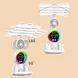 Настольная LED лампа KRX-104 с RGB-подсветкой, вентилятором, часами и подставкой &bull; Аккумуляторный настольный светильник 4-в-1 с сенсорным управлением, 4 плафонами и дисплеем для работы, учебы и дома