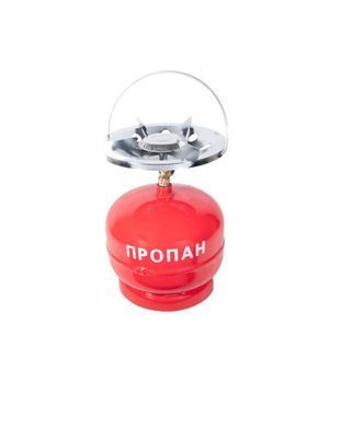 Газовий балон 5 л червоний з пальником 21 см побутовий комплект &bull; Туристичний газовий комплект 2200 Вт з конфоркою, краном-перехідником і ручкою для перенесення
