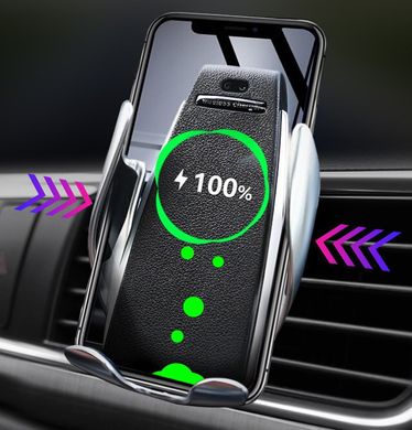 Автотримач телефону з функцією бездротової зарядки S5 Techno Smart Sensor Розумний тримач смартфона для авто