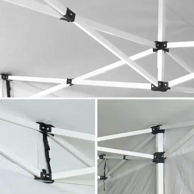 Усиленный раздвижной шатёр 3&times;3 м с белым каркасом для торговли и мероприятий &bull; Складная торговая палатка-гармошка 3&times;3 м с белым металлическим каркасом
