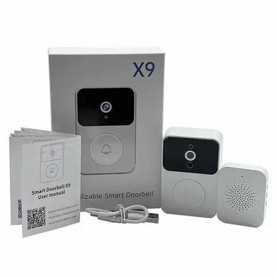 Беспроводной дверной WIFI звонок Doorbell X9 · Видеодомофон с Wi-Fi камерой с функцией видеозаписи и датчиком движения