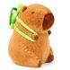 Мягкая игрушка Капибара KAR333, 23 см &bull; Плюшевая коричневая капибара с зеленым рюкзаком-черепашкой для детских игр, подарка и украшения детской